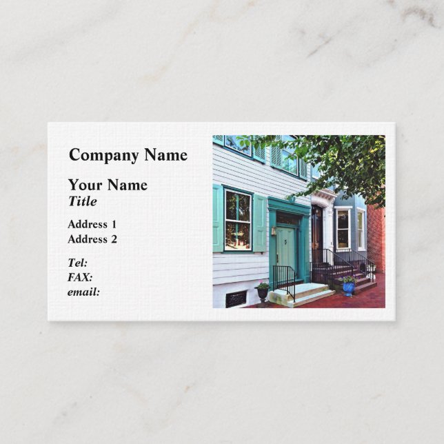 Tarjeta De Visita Harrisburg PA - Edificio con puerta verde (Anverso)