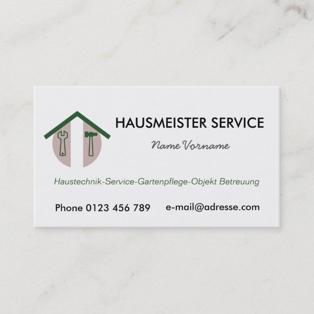 Tarjeta De Visita hausmeisterservice servicio conserje (Anverso)