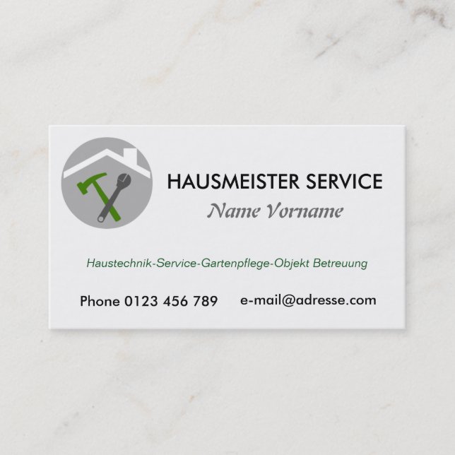 Tarjeta De Visita hausmeisterservice servicio conserje (Anverso)