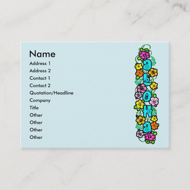 Tarjeta De Visita Hawaiana (Anverso)