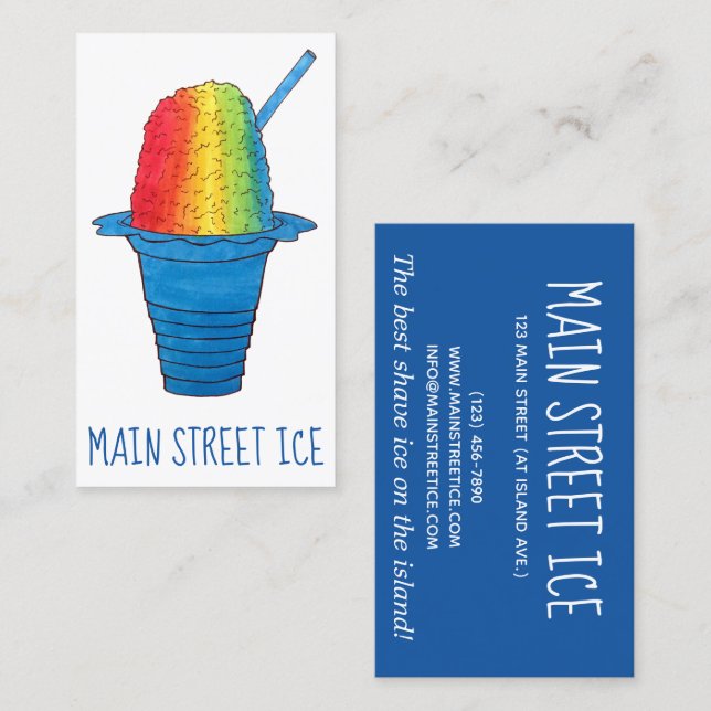 Tarjeta De Visita Hawaii: helado helado de hielo en el arco iris (Anverso / Reverso)