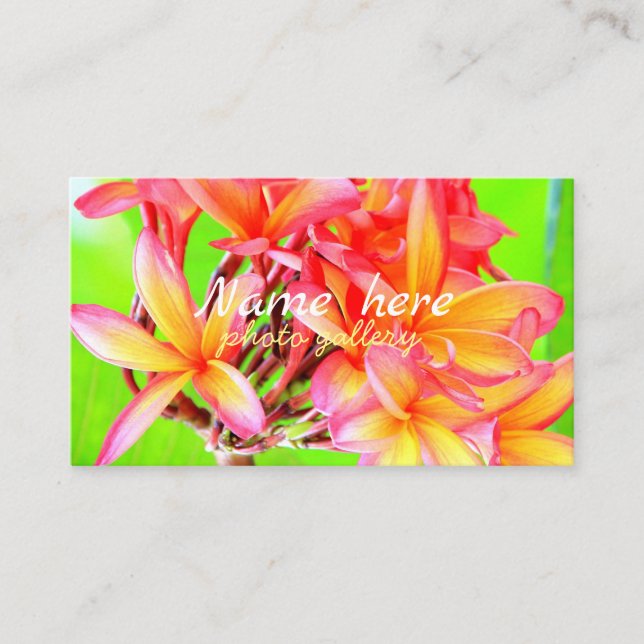 Tarjeta De Visita Hawaiian white plumeria flower pink (Anverso)