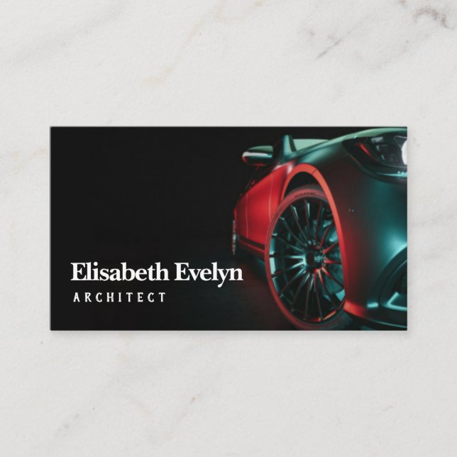 Tarjeta De Visita Hay coches modernos en la habitación estudio. (Anverso)