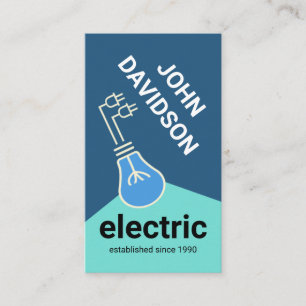 Tarjeta De Visita Haz de Bombilla de Luz Azul Artística Cableado Elé