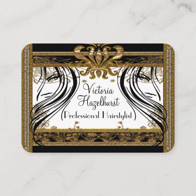Tarjeta De Visita Hazelhurst Hairstylist Elegante salón profesional (Anverso)