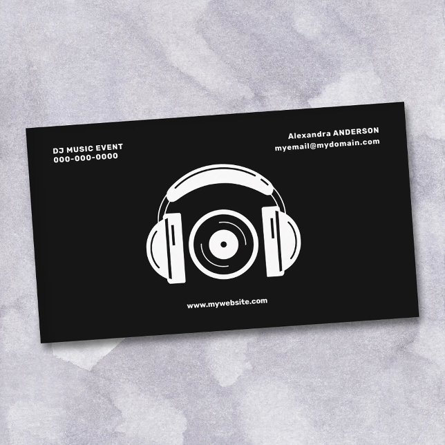 Tarjeta De Visita Headphones & Vinyl - DJ Music (Headphones & Vinyl - DJ Music Business Card)