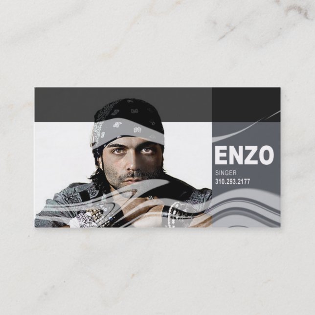 Tarjeta De Visita Headshot del cantante para el músico del vocalista (Anverso)