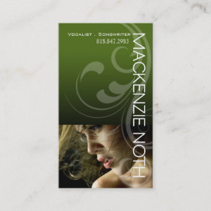 Tarjeta De Visita Headshot para el cantante del compositor del