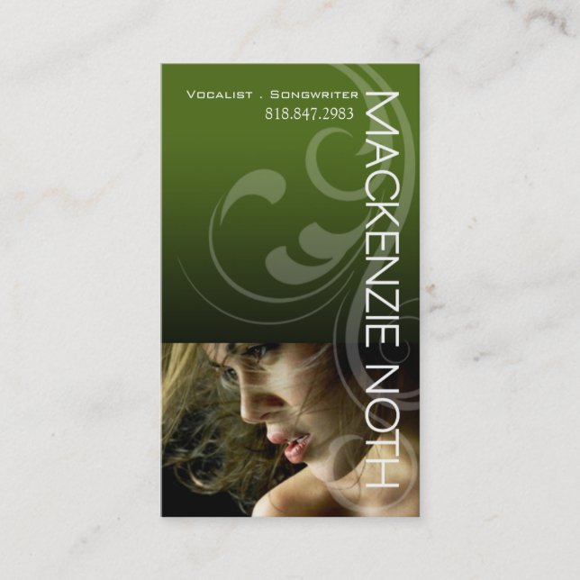 Tarjeta De Visita Headshot para el cantante del compositor del (Anverso)