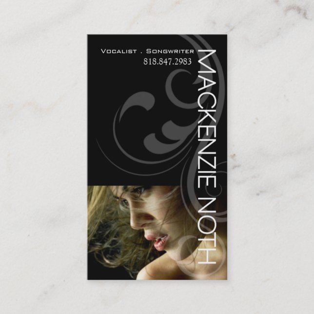 Tarjeta De Visita Headshot para el cantante del compositor del (Anverso)