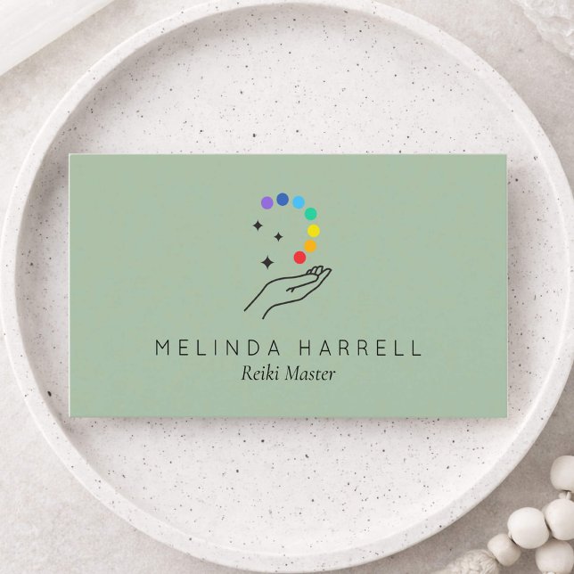Tarjeta De Visita Healing Hand Logo Reiki, Healer, Wellness Sage  (Subido por el creador)