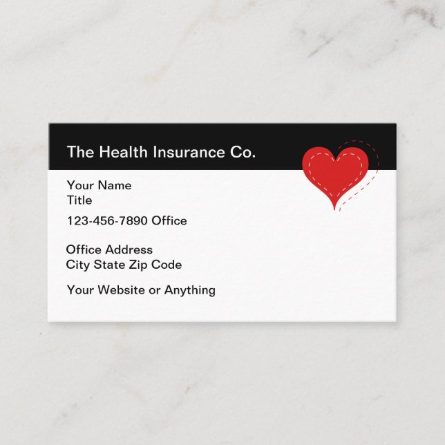 Tarjeta De Visita Health Insurance Agent Heart Graphic Business Card (Anverso)