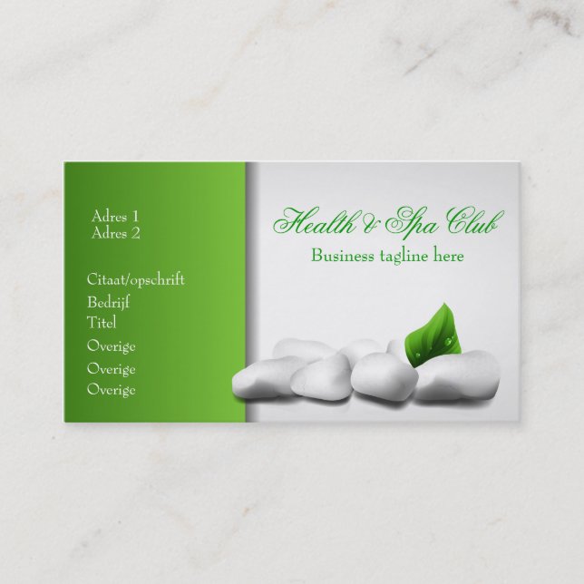 Tarjeta De Visita Health & Spa Club Business Card (Anverso)
