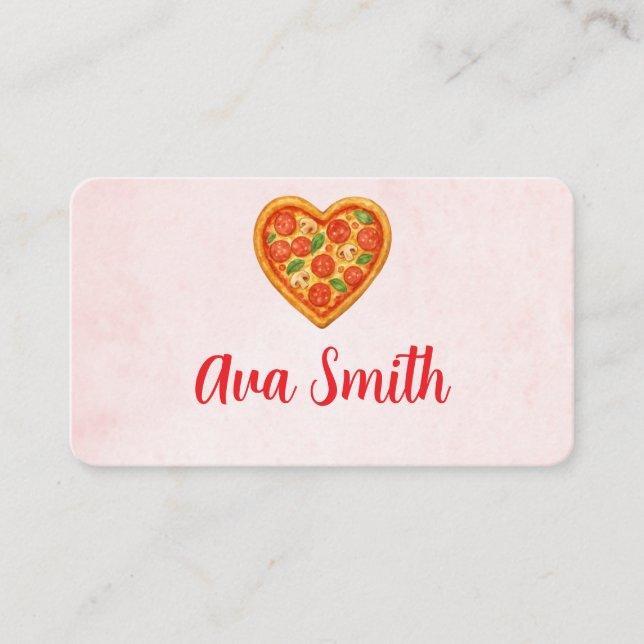 Tarjeta De Visita Heart Pizza Place Cards | Red Checkered Italian (Anverso)