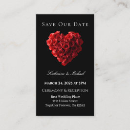 Tarjeta De Visita Heart Shaped Red Rose-Save the Date-