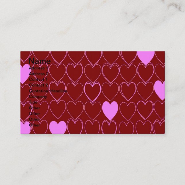 Tarjeta de visita Hearts (Anverso)