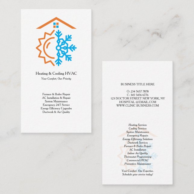 Tarjeta De Visita Heating Cooling Experts HVAC (Anverso / Reverso)