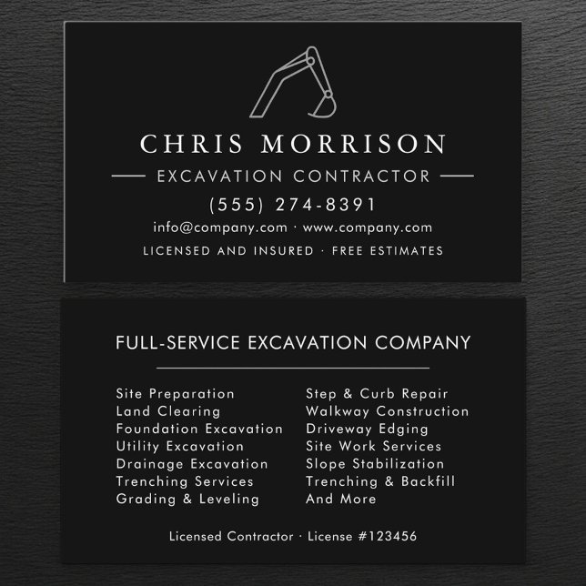 Tarjeta De Visita Heavy Equipment Excavation Operator Contractor  (Subido por el creador)