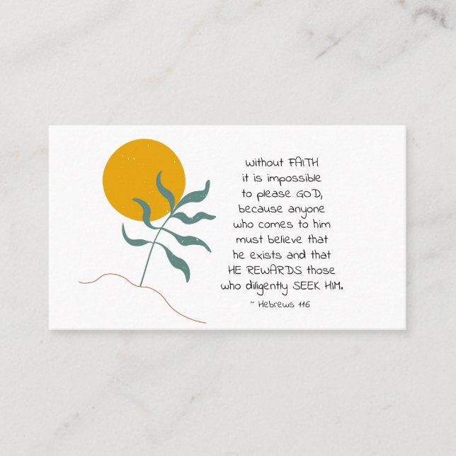 Tarjeta De Visita Hebreos 11:6 Sin FE imposible por favor Dios (Anverso)
