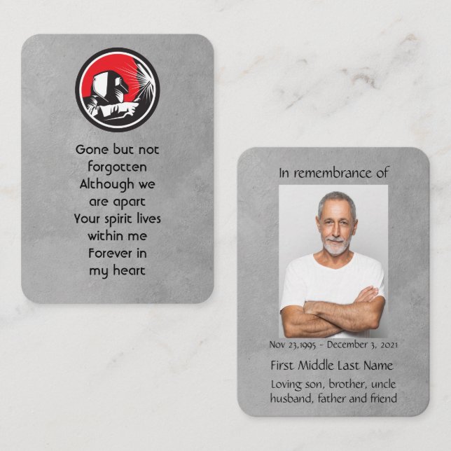 Tarjeta De Visita Hechizo conmemorativo Keepsake Welder Welder (Anverso / Reverso)