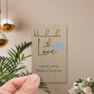 Tarjeta De Visita Hecho a Mano con Amor Botones Lindos Kraft Rústico