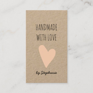 Tarjeta De Visita Hecho a mano con amor Corazón Rosa   Papel Kraft R