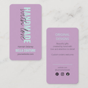 Tarjeta De Visita Hecho a mano con amor en tipografía de gran tamaño