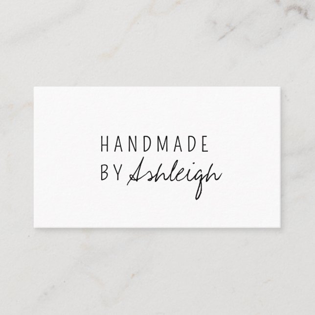 Tarjeta De Visita Hecho a mano moderno con amor letra simple (Anverso)