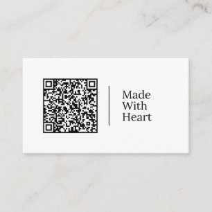 Tarjeta De Visita Hecho Con Corazón Código QR y Logotipo Personali