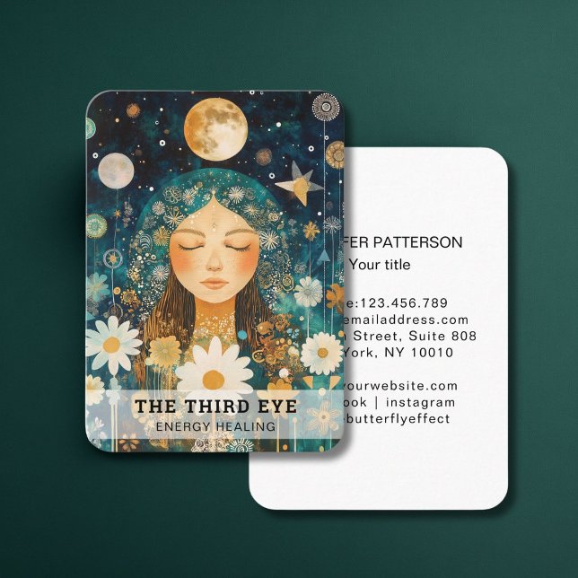 Tarjeta De Visita Heiler de energía de Ilustracion para mujeres Reik (Woman Illustration Energy Heiler Reiki Spirituell Business Card)