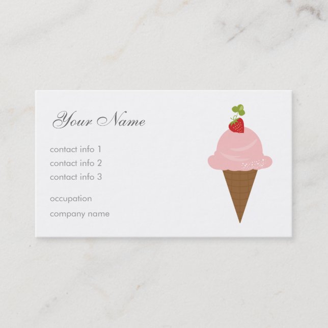Tarjeta De Visita Helado de fresa (Anverso)