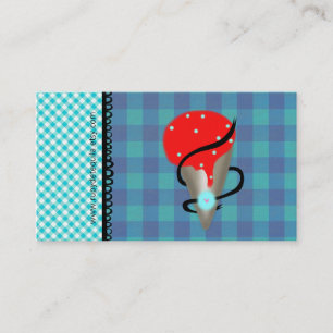 Tarjeta De Visita Helado de fresa de Gingham azul