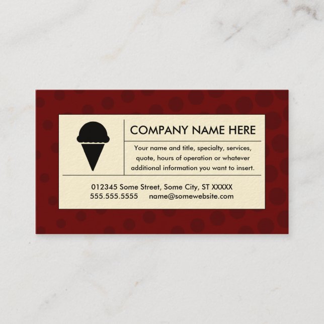 Tarjeta De Visita helado de semitono (Anverso)