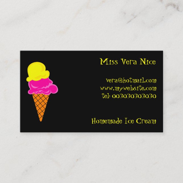 Tarjeta De Visita Helado, Srta. Vera Nice, (Anverso)