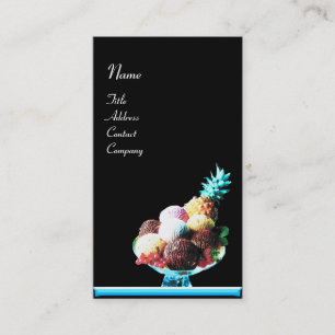 Tarjeta De Visita HELADO - TIENDA DE POSTRES, azul negro