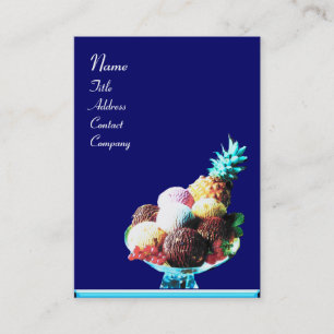 Tarjeta De Visita HELADO  - TIENDA DE POSTRES,azul rojo