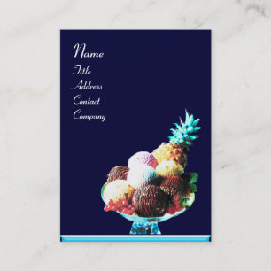 Tarjeta De Visita HELADO  - TIENDA DE POSTRES, azul rojo