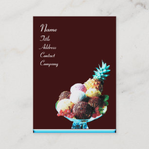Tarjeta De Visita HELADO  - TIENDA DE POSTRES, azul rojo marrón