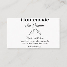 Tarjeta De Visita Helados caseros añaden ingredientes hechos con amo