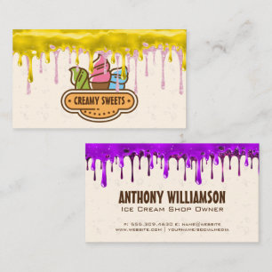 Tarjeta De Visita Helados de Crema   Perforaciones de hielo espumoso