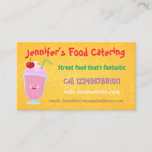 Tarjeta De Visita Helados de fresa cutáneo sundae personalizado cate (Anverso)