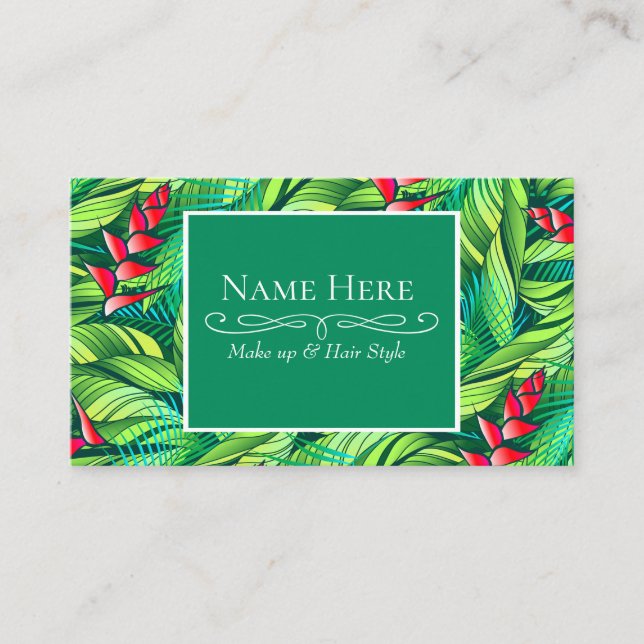 Tarjeta De Visita Heliconia floral tropical (Anverso)