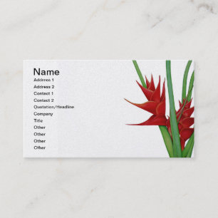 Tarjeta De Visita Heliconia rojo Acuarela