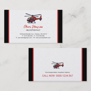 Tarjeta De Visita Helicóptero Piloto Transporte