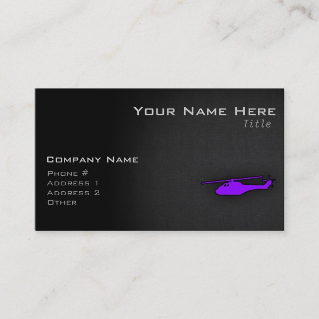 Tarjeta De Visita Helicóptero Violet Purple (Anverso)