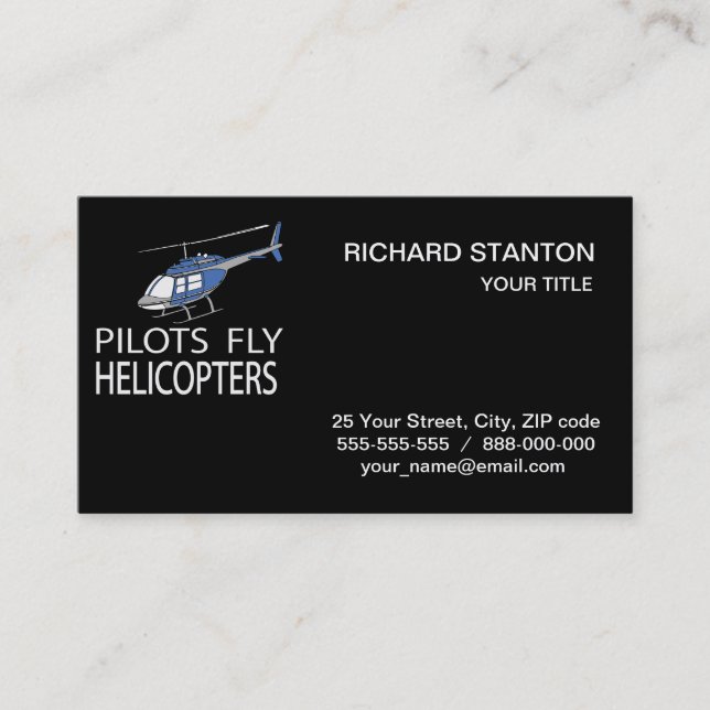 Tarjeta De Visita Helicópteros pilotos (Anverso)