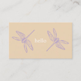 Tarjeta De Visita Hello beige rustic dragonflies insect illustration