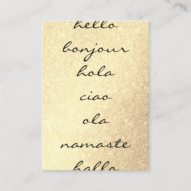 Tarjeta De Visita Hello Greetings Gold Glitter (Anverso)