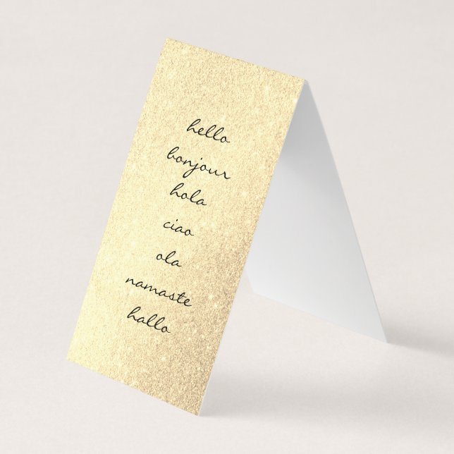 Tarjeta De Visita Hello Greetings Gold Glitter (Anverso)