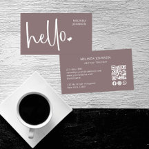 Hello Heart Script QR Code Social Media Old Pink